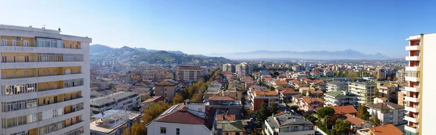 High angle view of townscape against sky