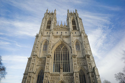 Looking up at the twin towers of beverley minster