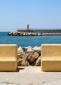 Scenic view of sea against clear sky