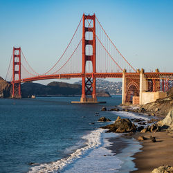 Suspension bridge over sea