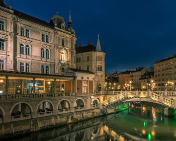 View of illuminated city at night