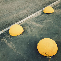 High angle view of yellow balls on ball