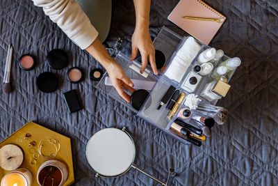 Cropped image of man working on table