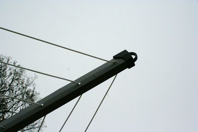 Low angle view of boat against clear sky