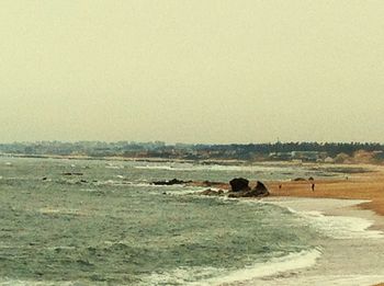 Scenic view of sea against clear sky