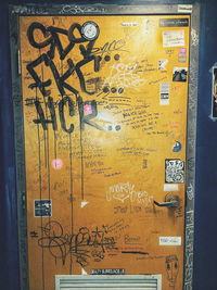 Close-up of information sign