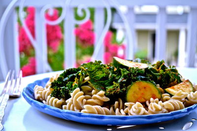 Close-up of food in plate on table