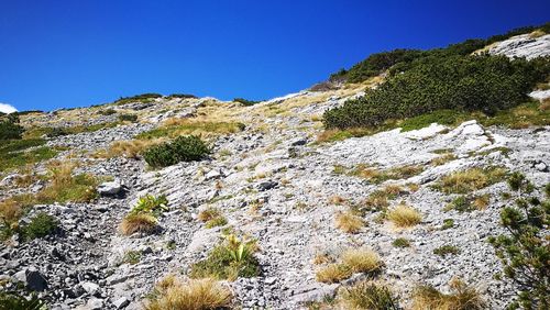 Scenic view of mountains against clear sky