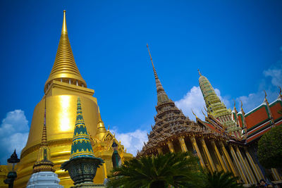 Low angle view of temples against sky