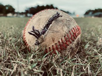 Close-up of ball on field