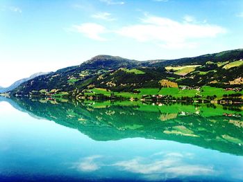 Scenic view of lake against sky