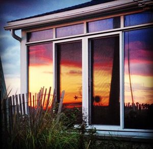 Built structure at sunset