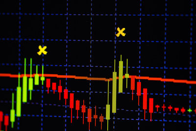 Close-up of traffic against black background
