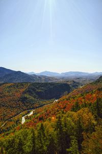 Scenic view of landscape against sky during autumn