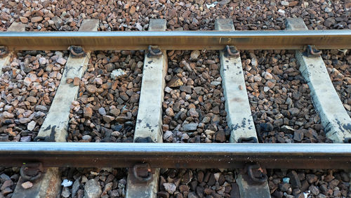 High angle view of railroad track