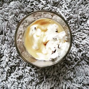 High angle view of ice cream in bowl