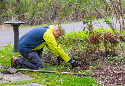 Man working on field