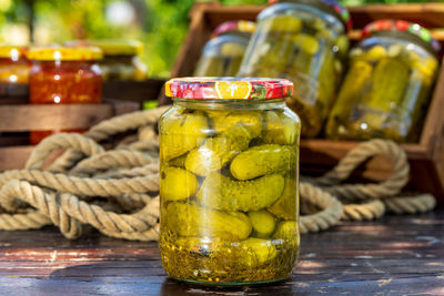 Close-up of food on table