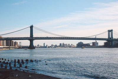 Manhattan bridge over river