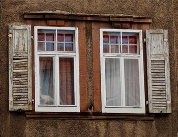 Full frame shot of window of old building