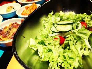 High angle view of meal served in plate