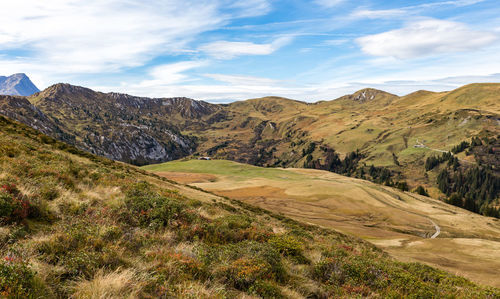 High angle shot of countryside landscape