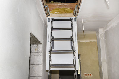 High angle view of staircase in building