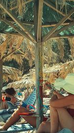 People relaxing at beach
