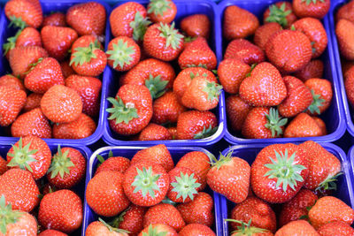 Full frame shot of strawberries in market