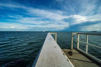 Scenic view of sea against blue sky