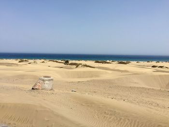 Scenic view of beach against clear sky