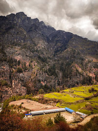Scenic view of landscape against cloudy sky