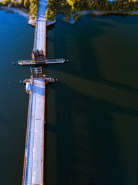 High angle view of ship in lake
