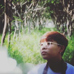 Portrait of boy looking away
