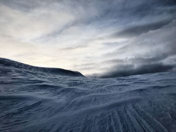 Scenic view of snow covered landscape against sky