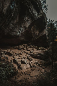 Low angle view of rock formation