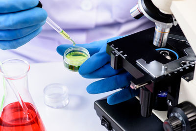 Close-up of scientist working at laboratory