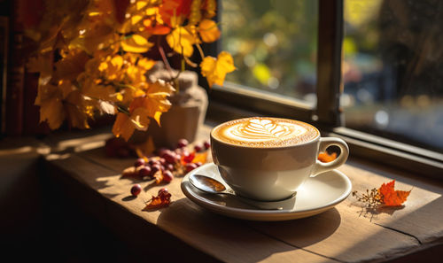 Close-up of coffee on table