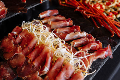 Close-up of seafood on barbecue grill