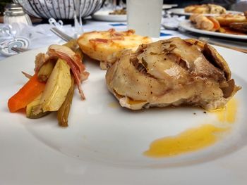 High angle view of meal served in plate