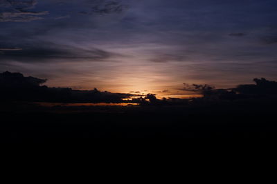 Silhouette landscape against sky during sunset