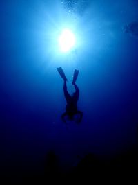 Low angle view of person swimming in sea