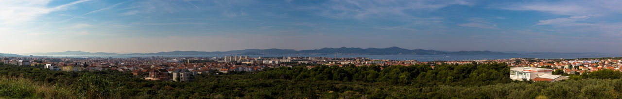 Panoramic view of buildings against sky in city