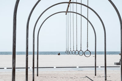 View of beach against clear sky