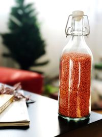 Close-up of bottle on table