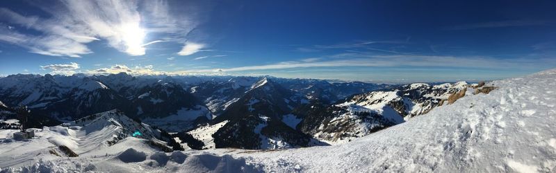 Panoramic view of mountains against sky