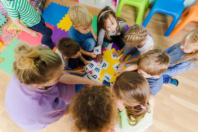 Kids sitting in classroom