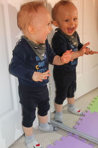 Cute boy looking at home