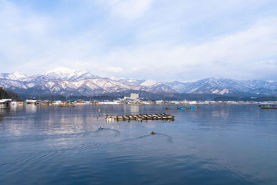 Scenic view of lake against sky