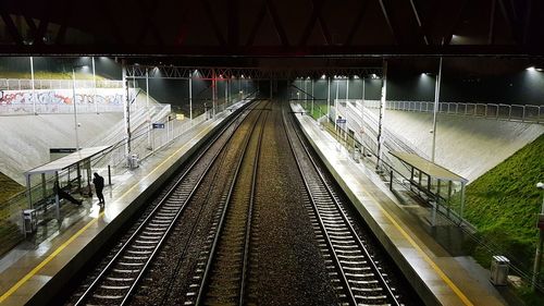 High angle view of railroad station platform